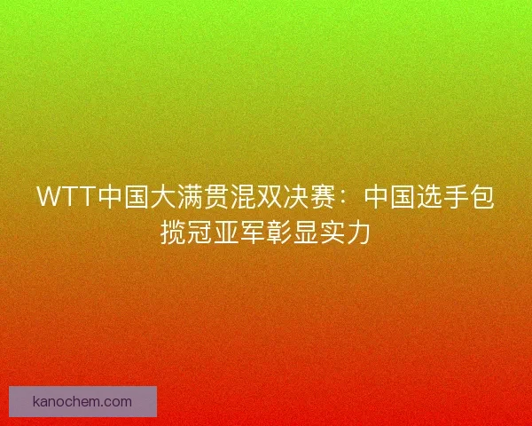 WTT中国大满贯混双决赛：中国选手包揽冠亚军彰显实力